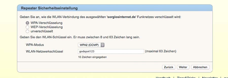 godspot Erweiterung Fritz WLAN Repeater 450 - Schritt 5